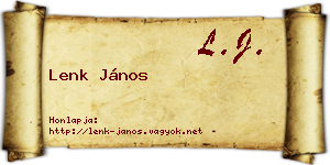 Lenk János névjegykártya